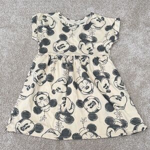 Girls Cream and Black Mickey & Minnie Mouse Sketch Dress